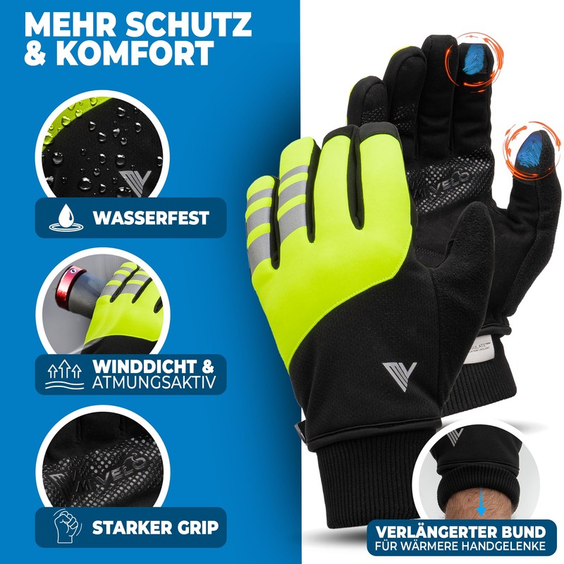 MIVELO Cycling Gloves with Thermal Fleece, Waterproof & Windproof Gloves,