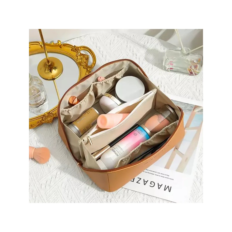 modoo 파우치 보관 메이크업 사각 소프트 화장품jkl080 [브라운] Modoo Pouch