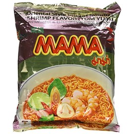 MAMA Noodles Shrimp Tom Yum Instant Noodles with Delicious Thai Flavors, Hot & Spicy Noodles w/Shrimp Tom Yum Soup Base, No Trans Fat w/Fewer Calories Than Deep Fried Noodles 30 Pack