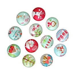 Pack of 200 Christmas Cabochons Glass Cabochon Oval Cabochon Transparent Cabochon for Photo Pendant Craft Jewellery Making 10 mm