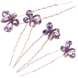 SAFIGLE 4pcs U Shaped Rhinestone Hairpins for Wedding Bridal Hair Accessories Elegant Hair Forks for Brides and Bridesmaids for Special Occasions