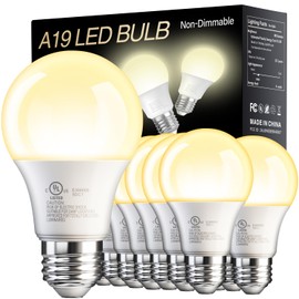 24 Pack A19 LED Light Bulbs, 60 Watt Equivalent, Soft White 2700K, 800 Lumens, E26 Standard Base, Non-Dimmable LED Bulb, UL Listed and FCC Certified, Energy Saving, for Bedroom Living Room Home