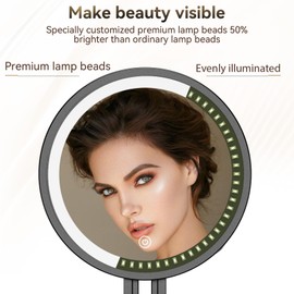 Travel Makeup Mirror with Lights,3000mAh Rechargeable 1X/20X Magnifying Mirror with Light, 7" Portable Lighted Beauty Mirror, Make Up Mirrors with 3 Light Colors, Dimmable Tabletop Handhold Hanging(B)