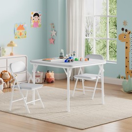 IDEALHOUSE 5 Piece Folding Kids Table and Chairs Set, Children Activity Table and Chairs Set for Dining Room,Daycare,Classrooms