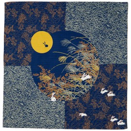 Sanyo Shoji Cotton Small Bath Moon View Rabbit Navy Blue 41-3