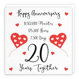 Hunts England - 20th Wedding Anniversary Card - 20 Years Together - Happy Anniversary - Timeless Collection - Fun Cute Card