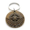 Custom Bronze Compass Keychain with Engraved Disc for Couples or