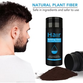 Fibre per la costruzione dei capelli, polvere di fibra per capelli di qualità professionale, correttore della perdita di capelli per il diradamento dei capelli per donne e uomini (Marrone Medio)