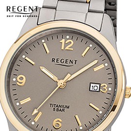 Regent Men's Quartz Watch with Elegant Analogue Display and Silver Titanium Bracelet Grey Gold Quartz Brown Dial Brown URF1107