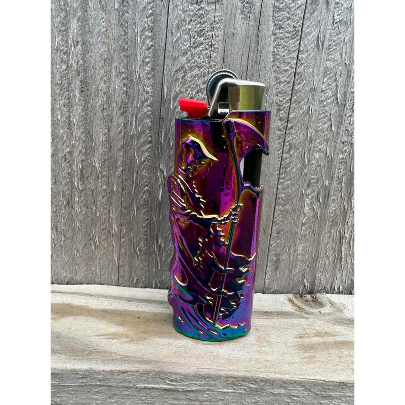 Rainbow Reaper Death Metal Lighter Case Cover Holder fits BIC