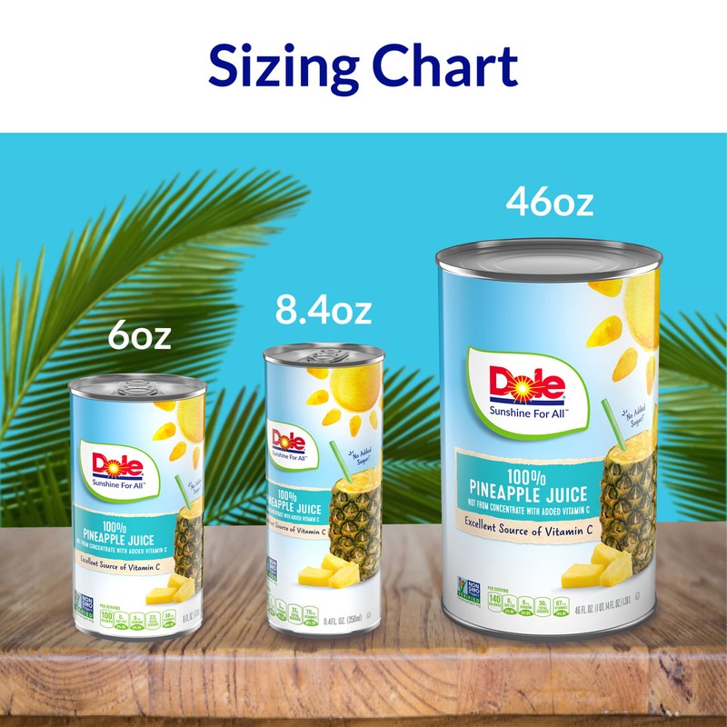 Dole Pineapple Juice, 100% Fruit Juice with Added Vitamin C,