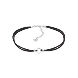 Elli Women's Choker Necklace Trend Circle with Suede Black in 925 Sterling Silver, 925 sterling silver, suede, None