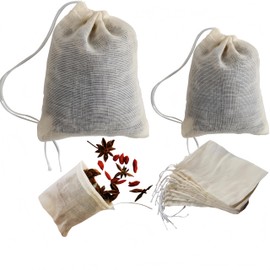 [40PCS Natural] Reusable Cotton Muslin Drawstring Bags – 20pcs 4x6" + 20pcs 3x4" Unbleached Tea Filter Bags for Loose Leaf Tea,Herbs,Spices,Soup,Cold Brew Coffee,DIY Sachets,Eco-Friendly & Washable