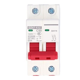 Circuit Breaker 50A DC Isolator 1000V 50A 2P Solar PV System Insulator DIN Rail Mount DZ47‑63Z C50