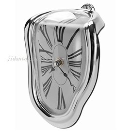 Leverde Dali Soft Clock, Interior Clock, 90°, Crooked, Art Clock, Stylish, Idea Goods, Silver