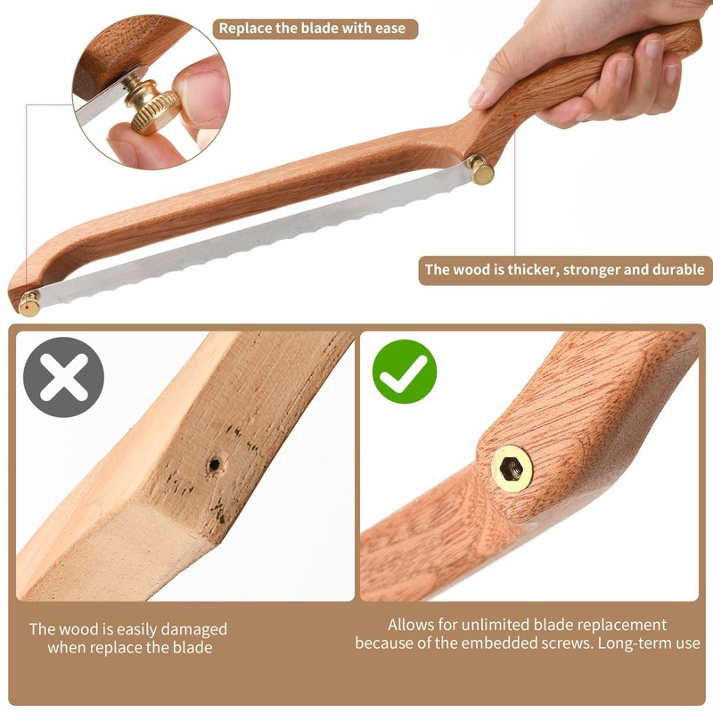 Uprichya Bread Knife for Homemade Bread Sourdough, Wooden Bread Bow