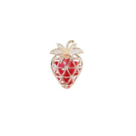 Hollow Out Rhinestone Strawberry Lapel Brooch Pin Cute Crystal Fruit Brooch for Dress Suit Shirt Clothes Accessories Strawberry Lapel Pin Badge Jewelry Gifts