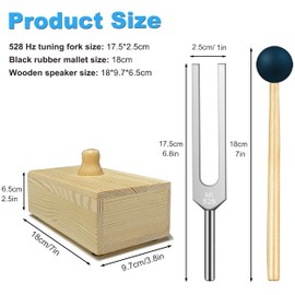 Lrowvenu 528 Hz Tuning Fork with Resonance Box, Aluminum Alloy, Wooden Speaker, Ideal for Sound Healing, SPA Aromatherapy, Tuning Fork Resonance Teaching, Hearing Tests, Meditation etc.