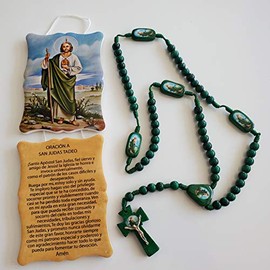 Oracion a San Judas Tadeo con placa y Rosario de madera