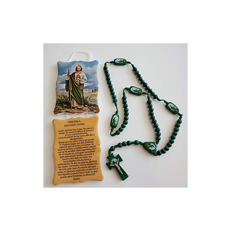 Oracion a San Judas Tadeo con placa y Rosario de