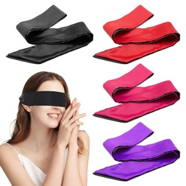 SYEYCW 4 Stück Satin Augenbinde, Weiche Schlafmask, Verstellbare Augenabdeckung, Reise-Augenmaske, Satin Schlafmaske, für Frauen, Männer, Erwachsene, Paare, Rosa, Schwarz, Burgund, Lila