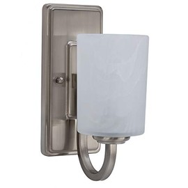 RecPro RV Side Wall Sconce Light | Satin Nickel | Frosted Glass | 110V