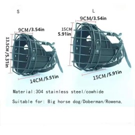 Us  Stainless Steel Wire Dog Muzzle - Breathable Anti-Bite Cage Muzzle for Medium/Large Working DogsSize: L, Color: Black, Item Type: Dog Muzzle