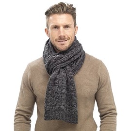 i-Smalls Men's Warm Stylish Cable Knit Scarf ONLY (Dark Grey)