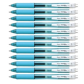 Pentel Energel-X Liquid Gel Pen 0.7mm Medium Nib Sky Blue Barrel Black Ink, Box of 12 Pens (BL107S-A)