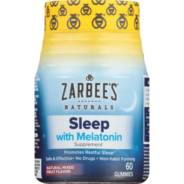 Zarbee's Naturals Adult Sleep with Melatonin Supplement, Natural Mixed Fruit Flavor, 60 Gummies