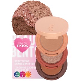 KAJA Beauty Bento Collection | Bouncy Shimmer Eyeshadow Trio | 10 Spiked Ginger - warm honey tones | 2019 Allure Best of Beauty Award, Beauty Bento | Cruelty free, K-Beauty Mini Palettes