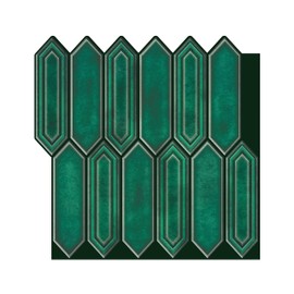 Mosaicowall 10-Sheet Peel and Stick Tile - 10.43"x10.23" Premium Kitchen Self Adhesive Backsplash Tile, Long Hexagon (Emerald Green)