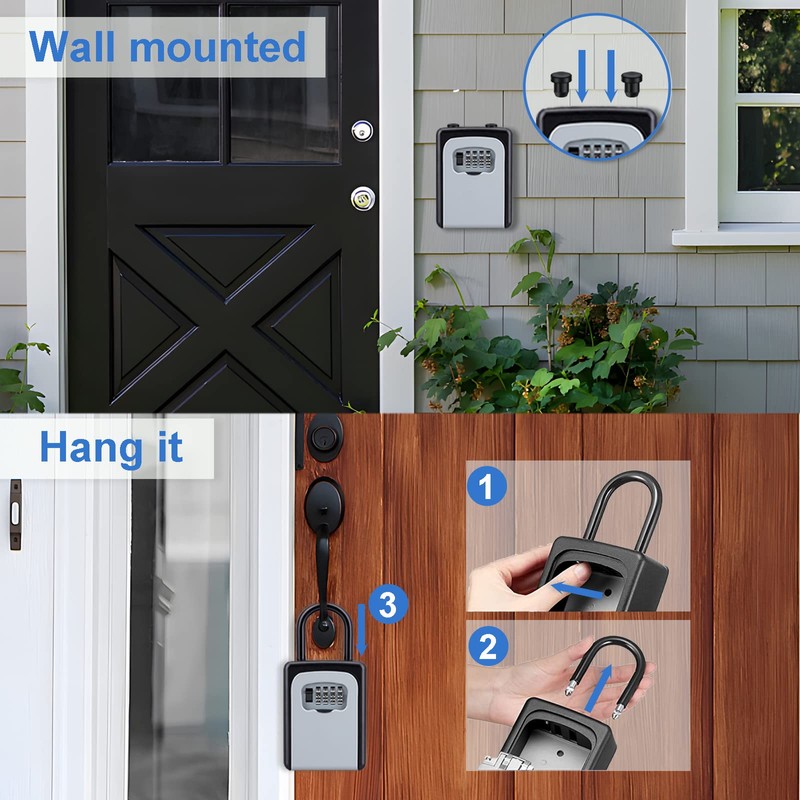 ZHEGE Key Safe with Shackle, Portable Key Safe Padlock (Free