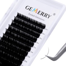 Gemerry Single Eyelash Extension Classic Thickness 0.07/0.15/0.18/0.20 mm C/D Curl, Individual Eyelashes, Natural, 8-25 mm