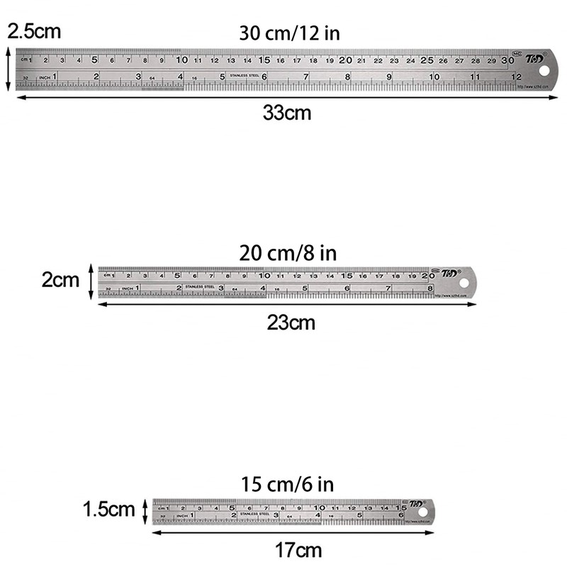 KEWAYO Metal Ruler Set, Machinist Ruler Kit，Straight Edge Measuring Tool,