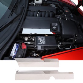 Stainless Engine Bay Side Panel Cover for Corvette C6 2005-2013 Hood Engine Trim,Battery Baffle, Fuse Box,Guide Channel Cover,Engine Interior Accessories (Engine Hood Side Trim)