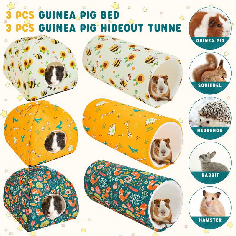 CroBlissful 6 Pieces Guinea Pig Hideout Set Warm Soft Rat