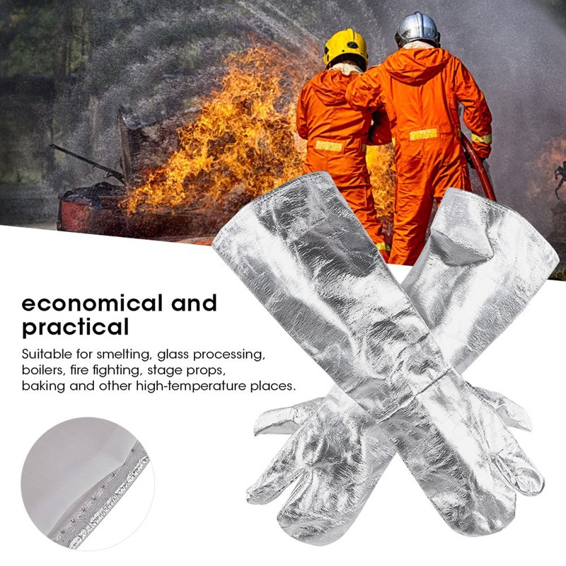 2Pcs ThreeFinger Thicken Cotton Welding Gloves 1000℃ Radiant Heat Fire