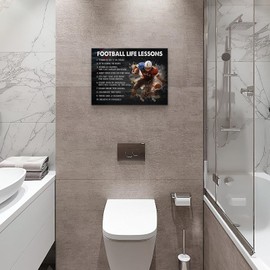 Kuphsod Football Canvas Wall Art Motivational Football Players Print Painting Football Life Lessons Picture Sports Gift Home Decor For Living Room Bathroom Framed Ready To Hang 16x24 Inch