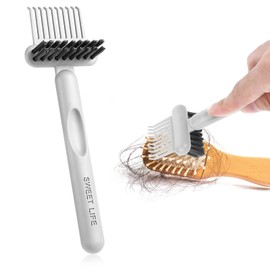 Brush Cleaning Tool 2-In-1 Comb Cleaner Effective Hairbrush Cleaner Small and Portable Suitable for Travel,Good Comb Brush for Women（Grey）