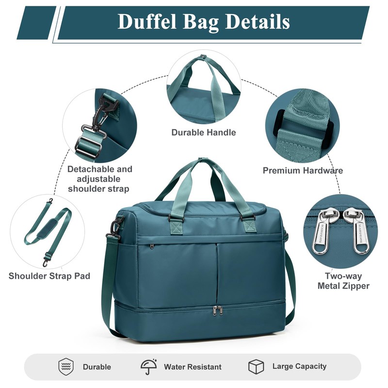 Weekender Bags for Women, Large Travel Duffle Bag with Shoe