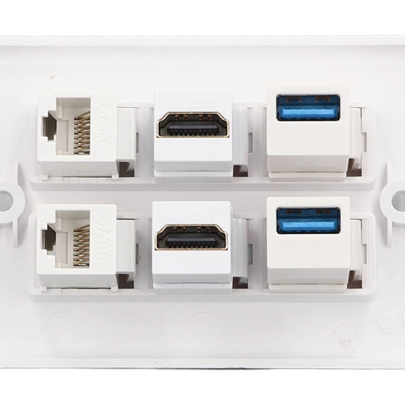 Cat 6 Ethernet Wall Plate, 6 Ports Removable RJ45 Ethernet