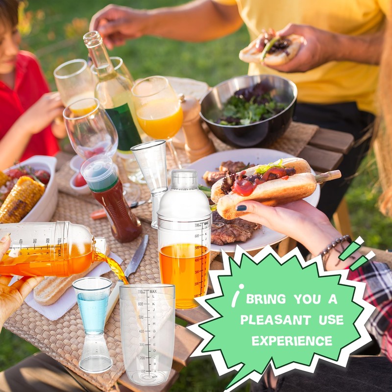 12 Pcs Plastic Cocktail Shaker Set Including 6 24 OZ/