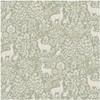 YöL Deer Woods Animals Forest Sage Green Wallpaper - Contemporary