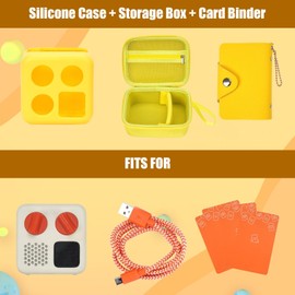 MGZNMTY Travel Storage Case and Thicken Silicone Cover Compatible with Yoto Mini Player - Kids Audio & Music Player and Card Holder for Yoto Card Hold Up to 20 Cards (Yellow)