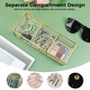 HighFree Gold Glass Tea Bags Box with 3 Compartments, Countertop