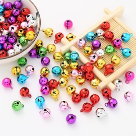 HERZWILD Coloured Jingle Bells Pack of 120 Copper Bells for Jewellery Craft Sleigh Bells Ornament Christmas Party Decoration (Colourful)