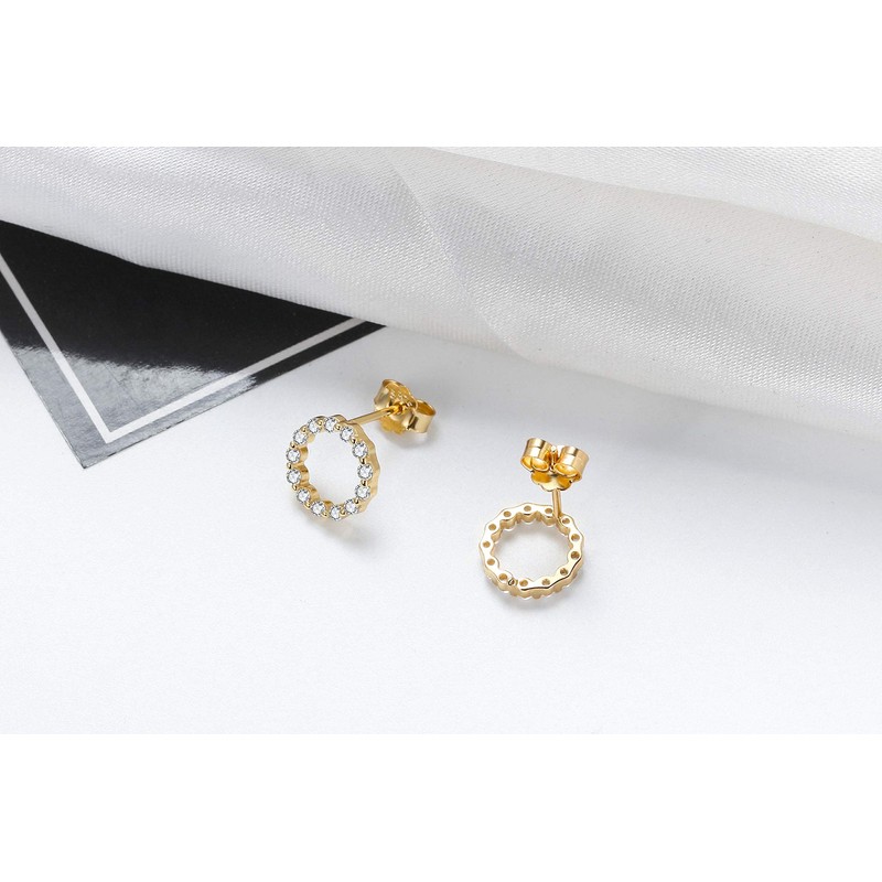 Women's 925 Sterling Silver Stud Earrings with Sparkling Zirconia Crystals
