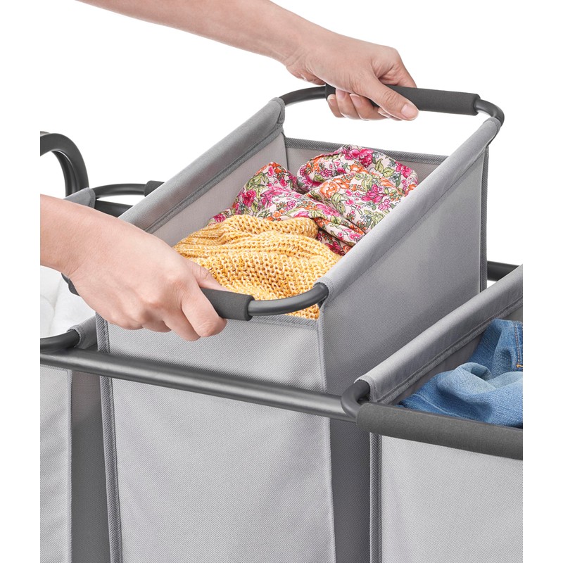 Whitmor Triple Laundry Sorter - 3 Removable Bags with Easy-Grip