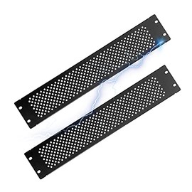 RIVECO 2U Vented Panels for Racks Punch Out Panel Spacer for 19â Network Cabinets Mounting Black 2PCS